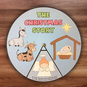 Christmas Story Coloring Wheel, Printable Nativity Christmas Preschool Activity,  Kids Bible Sunday School Lesson, Homeschool Coloring Craft