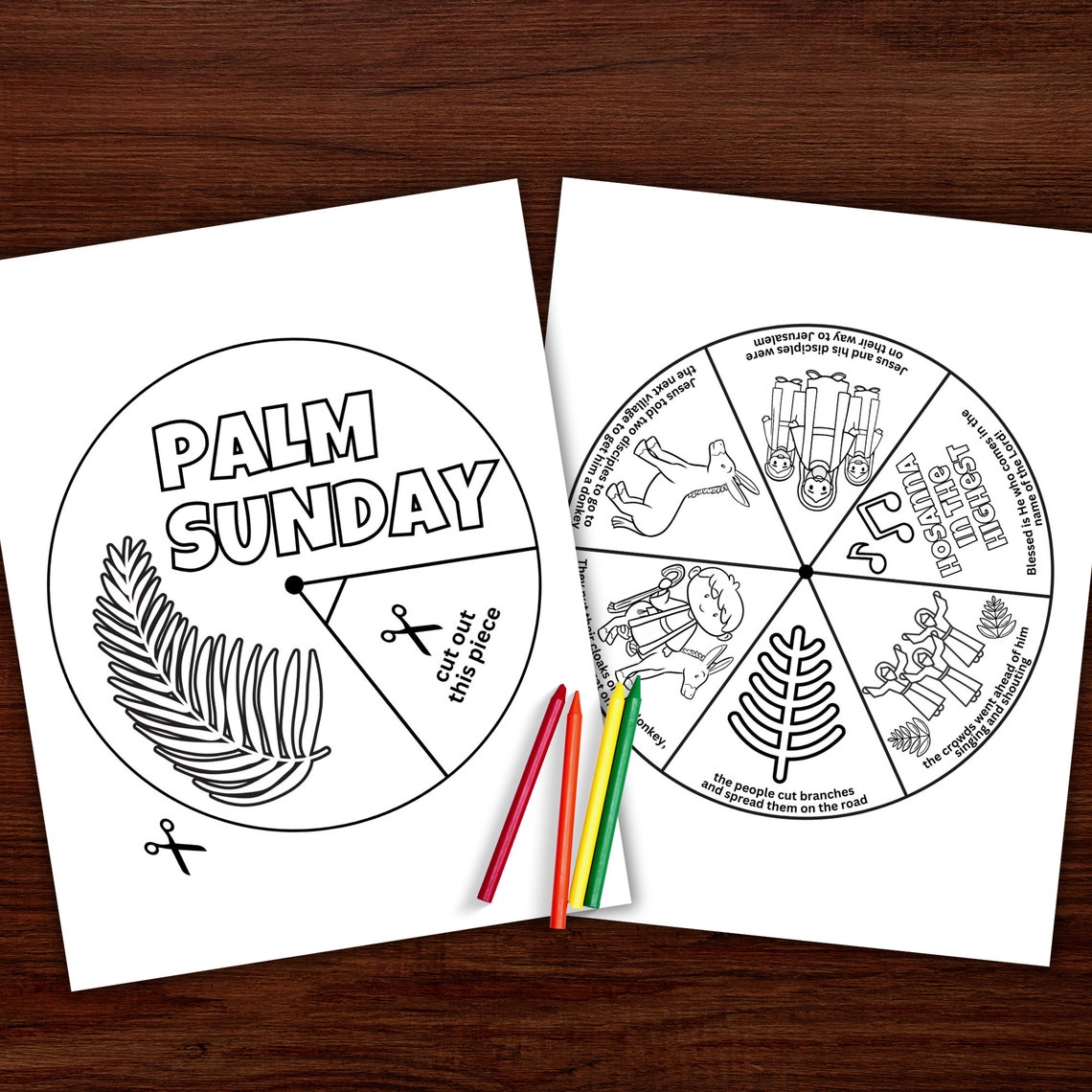 Palm Sunday Holy Week Coloring Wheel Printable Bible Activity Children ...