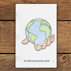John 3:16 Mini Malbuch Handwerk, Kinder Sonntagsschule Aktivität, Bibel Schrift Malseiten, Homeschool Kinder Aktivität