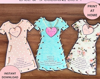 Mother&#39;s Day Proverbs 31 Coloring Lace Up Craft For Kids, I Love My Mom Sewing Activity Keepsake Gift, Sunday School Homeschool Printable