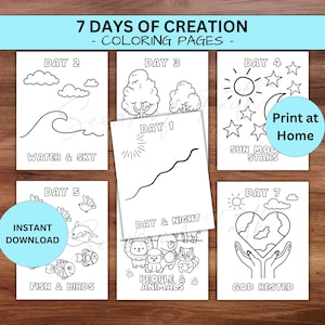 7 Days Of Creation Bible Story Coloring Poster Pages For Kids Sunday School Homeschool Activity Printable In The Beginning Genesis Lesson
