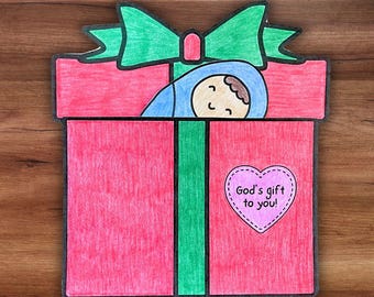 Atividade de Natal para Escola Dominical: Menino Jesus na Manjedoura; Jesus é o Maior Presente - Atividade de Colorir para Pré-Escolares (Imprimível)