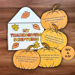 Fall Thanksgiving Bible Verse Craft, Sunday School Christian Home School Activity, Pumpkin Give Thanks Scripture Memory Coloring Pages