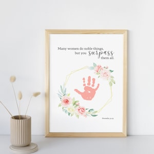 Mothers Day Bible Craft, Printable Mom Handprint Art, Christian Sunday School Activity, Toddlers Kids Preschool Bible Verse Keepsake Gift