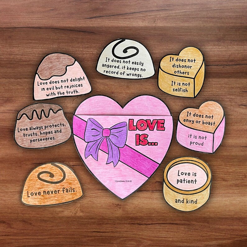 Christian Valentines Day Bible Craft Bundle, 1 Corinthians 13 Love is ...