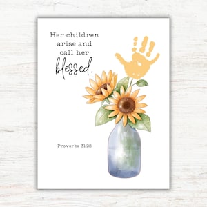 Handprint Mothers Day Craft for Preschooler, Kids Handprint Art Keepsake Gift For Mom, Christian Sunday School Activity Bible Verse Craft