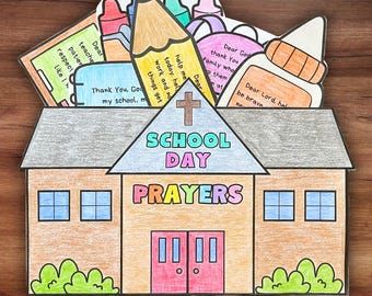 Back to School Prayers Craft, Kid's First Day of School Prayer Printable, Sunday School Christian School Activity, Religious Classroom Craft