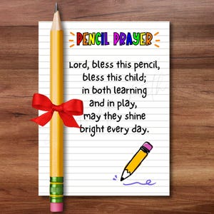 Pencil Prayer Tag Back To School, Backpack Blessing Kit, First Day of School Printable Gift Tag Student Teacher Christian Sunday School Gift