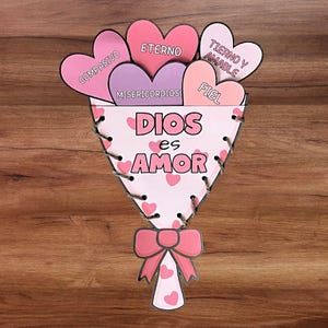 Spansk kristen Bibelpyssel för Alla hjärtans dag, Gud är kärlek målaraktivitet för barn i kyrkan och söndagsskolan