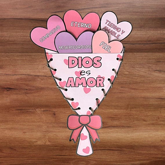 Spanish Christian Valentine’s Day Bible Craft, God Is Love Coloring Activity for Kids Church & Sunday School