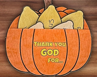 Thanksgiving Pumpkin Craft, Sunday School Give Thanks Activity Christian Fall Thankfulness Gratitude Preschool Homeschool Coloring Printable