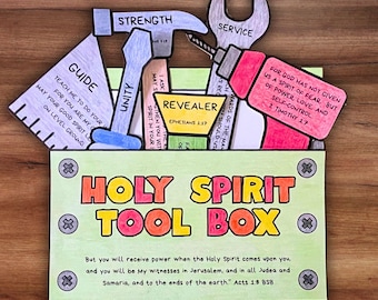Holy Spirit Power Tool Box Bible Craft, Pentacost Acts 1 Sunday School Church Activity, VBS Christian Classroom Cut Paste Printable