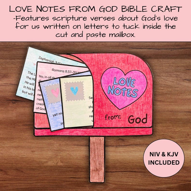 Valentine’s Day Bible Craft Printable, Love Notes From God Religious ...