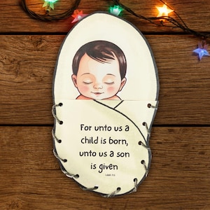 Christmas Baby Jesus Nativity Bible Lace Up Sewing Craft, Sunday School Advent Activity, Religious Christmas Homeschool Project Printable