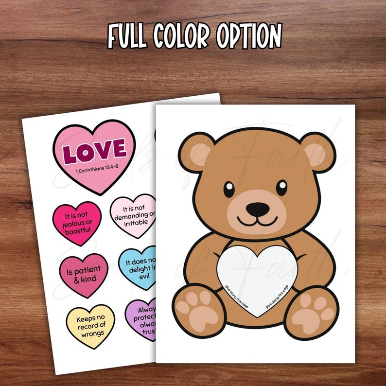 Christian Valentine’s Day Bible Lesson Pocket Craft, Corinthians 13 Love is Patient Scripture Sunday School Homeschool Kids Church Activity image 4