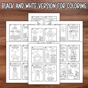 Tarjetas de historias de Adviento, actividad con versículos bíblicos, calendario de Adviento de la Natividad de Navidad imprimible, escuela dominical para educación en el hogar, actividad para colorear del nacimiento de Jesús imagen 3