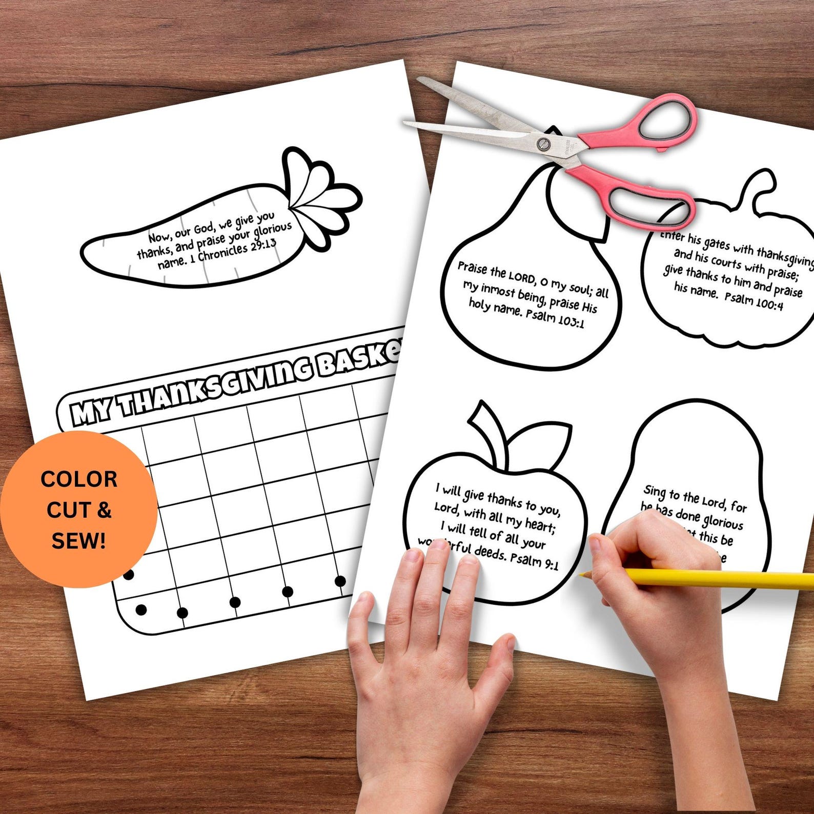 Thanksgiving Fall Bible Verse Sewing Coloring Activity Sunday School ...