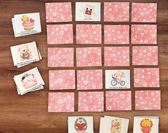 Christian Valentine Memory Match Game Activity Printable, Corinthians 13 Love is Patient Scripture Sunday School Homeschool Kids Church Game