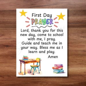 Back To School Prayer Card Tag, Backpack Blessings Printable Gift Tag Lunchbox Notes First Day of School Prayer, Sunday School VBS Favor Tag
