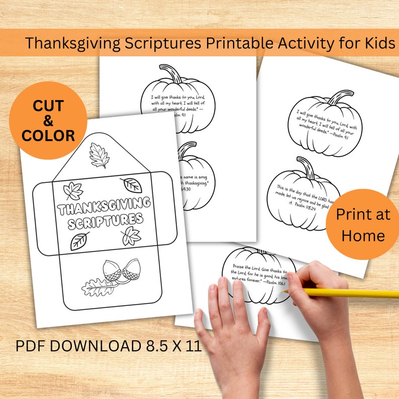 Scripture Printable for Kids, Christian Coloring Sheet, Thanksgiving ...