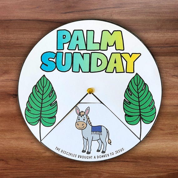 Palm Sunday Preschool Coloring Wheel Printable, Sunday School Easter Bible Lesson, Kids Coloring Activity,  Triumphal Entry Coloring Pages