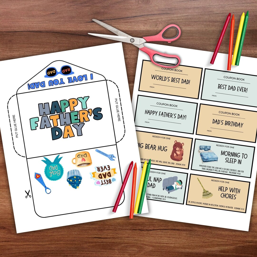 Fathers Day Christian Coupons Craft for Kids Printable, Homeschool