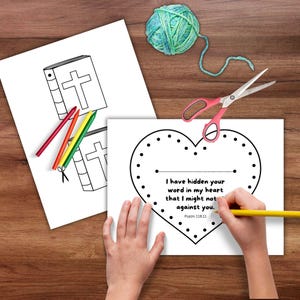 Psalm 119:11 Sunday School Craft Printable Kids Bible Lesson Activity Children's Ministry Vacation Bible School Craft Christian Homeschool image 5