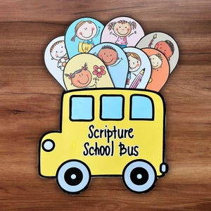 Back to School Bible Craft, Scripture School Bus Printable Childrens Ministry Sunday School Homeschool Activity, Coloring Craft for Kids