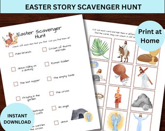 Preschool Easter Scavenger Hunt Sunday School Printable, Christian Resurrection Activity Easter Party Game Homeschool Christian School Class