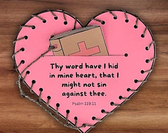 Psalm 119:11 Sunday School Craft Printable Kids Bible Lesson Activity Children's Ministry Vacation Bible School Craft Christian Homeschool