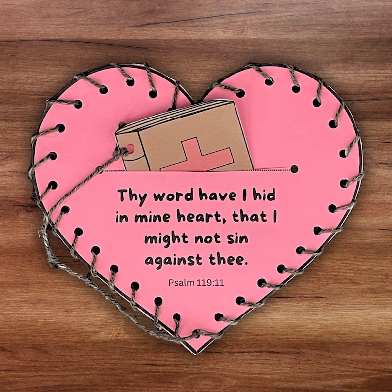 Psalm 119:11 Sunday School Craft Printable Kids Bible Lesson Activity Children's Ministry Vacation Bible School Craft Christian Homeschool image 1