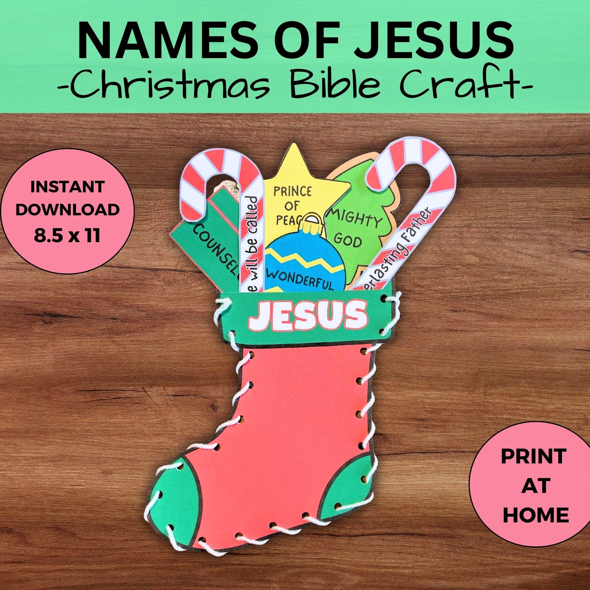 Christmas Bible Craft Names of Jesus Stocking Sunday School Advent ...