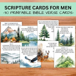 Cartes bibliques pour hommes, cartes mémoire inspirantes de versets bibliques, cadeau chrétien pour père mari, carte d'étude pour l'affirmation de la prière, imprimable