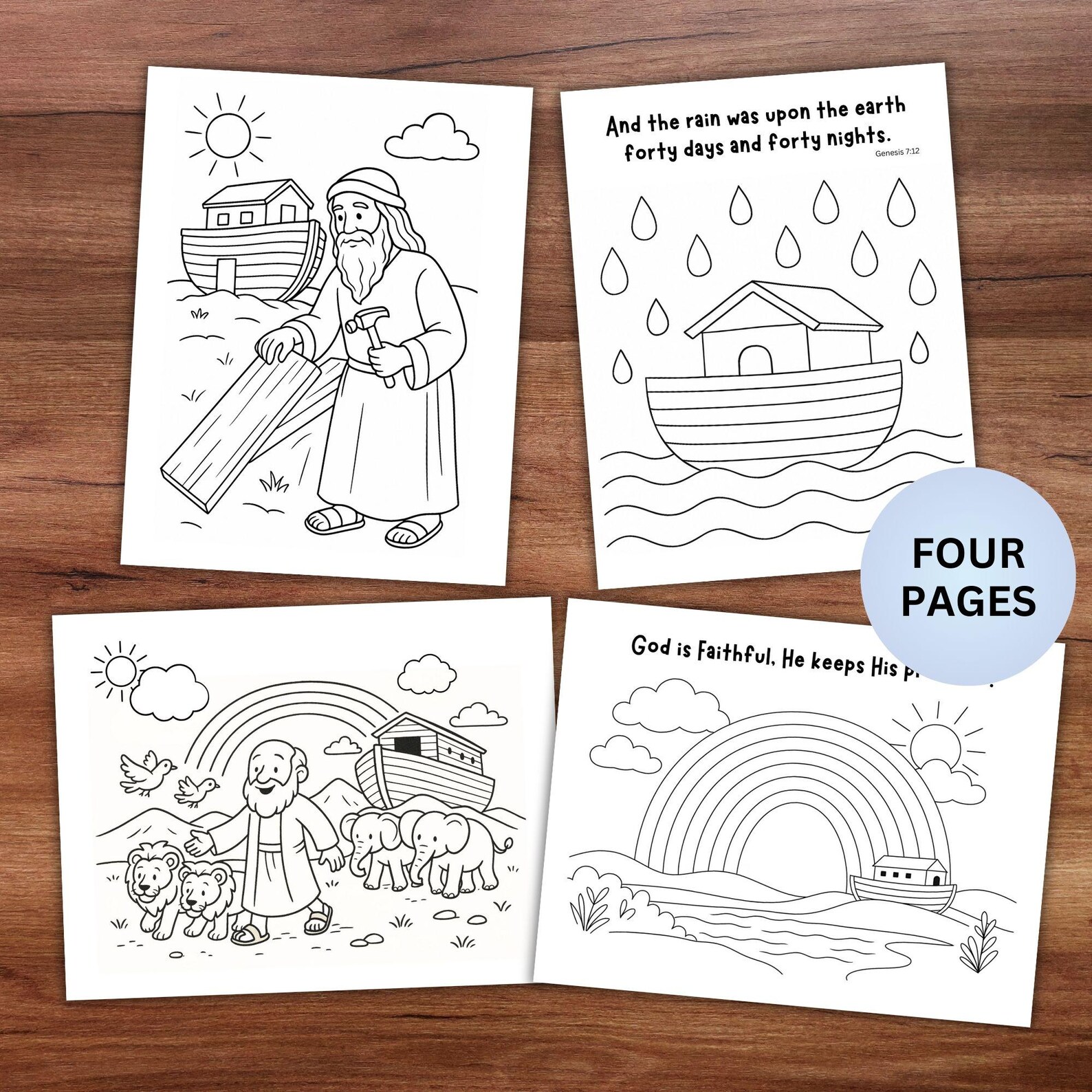 Noah's Ark Printable Coloring Pages, the Story of Noah Sunday School ...
