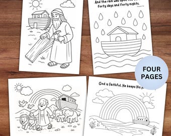 Páginas para colorear imprimibles del Arca de Noé, actividad para la lección bíblica de la escuela dominical sobre la historia de Noé para niños, actividades para colorear de la iglesia para niños que educan en casa.
