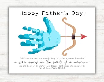 Handprint Art Father's Day Bible Verse Craft, DIY Preschool Toddler Keepsake, Christian Sunday School Printable Bible Craft, Gift for Dad