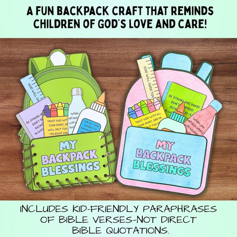 Back to School Bible Lesson Craft, Backpack Blessing Printable Sewing ...