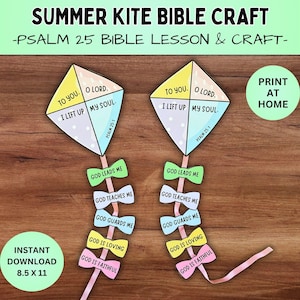 Zomervlieger Psalm 25 Bijbelknutselwerk, Ik verhef mijn ziel Christelijke kleurplaat om af te drukken, Bijbelkamp voor kinderen VBS Zondagsschoolles