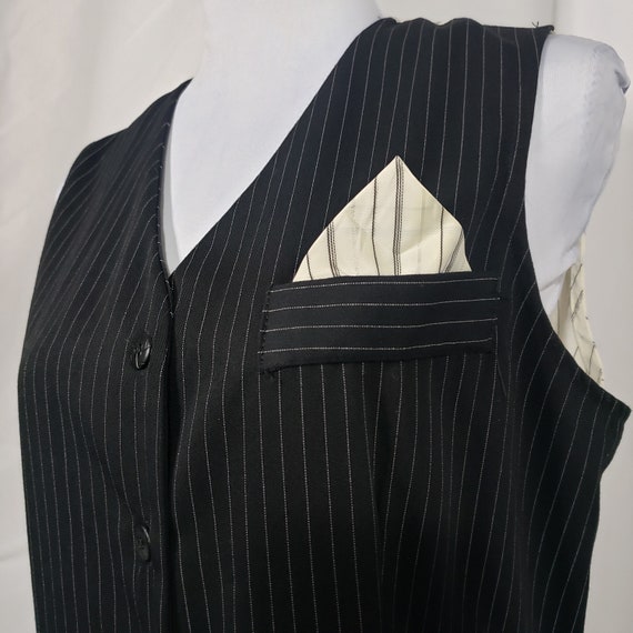 Vintage 90s Pinstripe Menswear Dark Academia Blac… - image 3