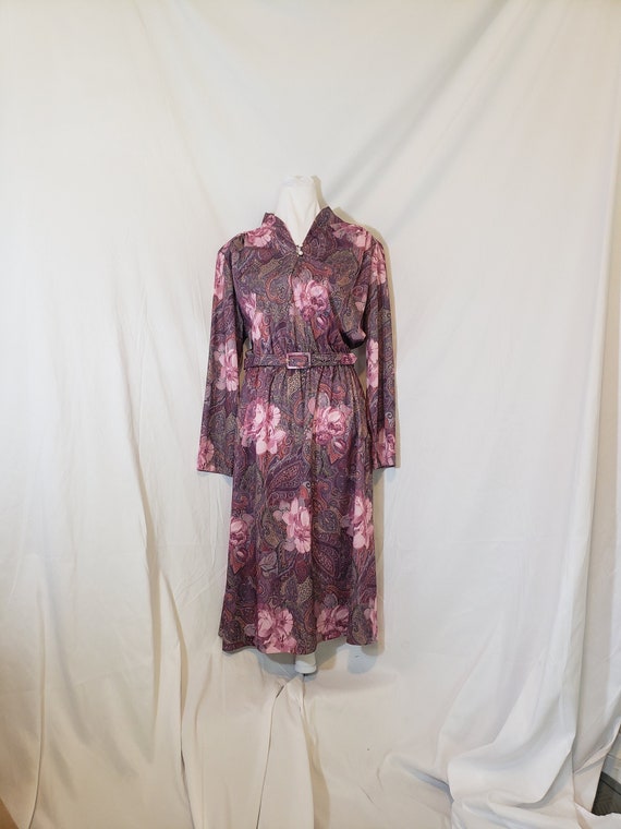 Vintage 70s Mauve Paisley Disco Fit & Flair Bohemi