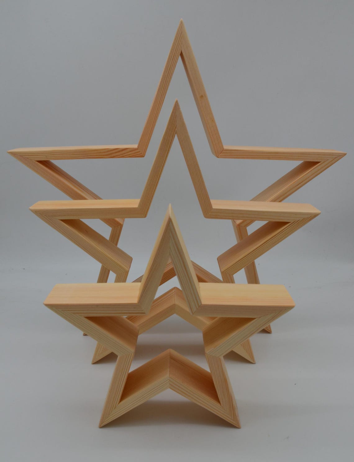Wooden Star, Set of 3, Base, Frame, Natural Decoration - Etsy