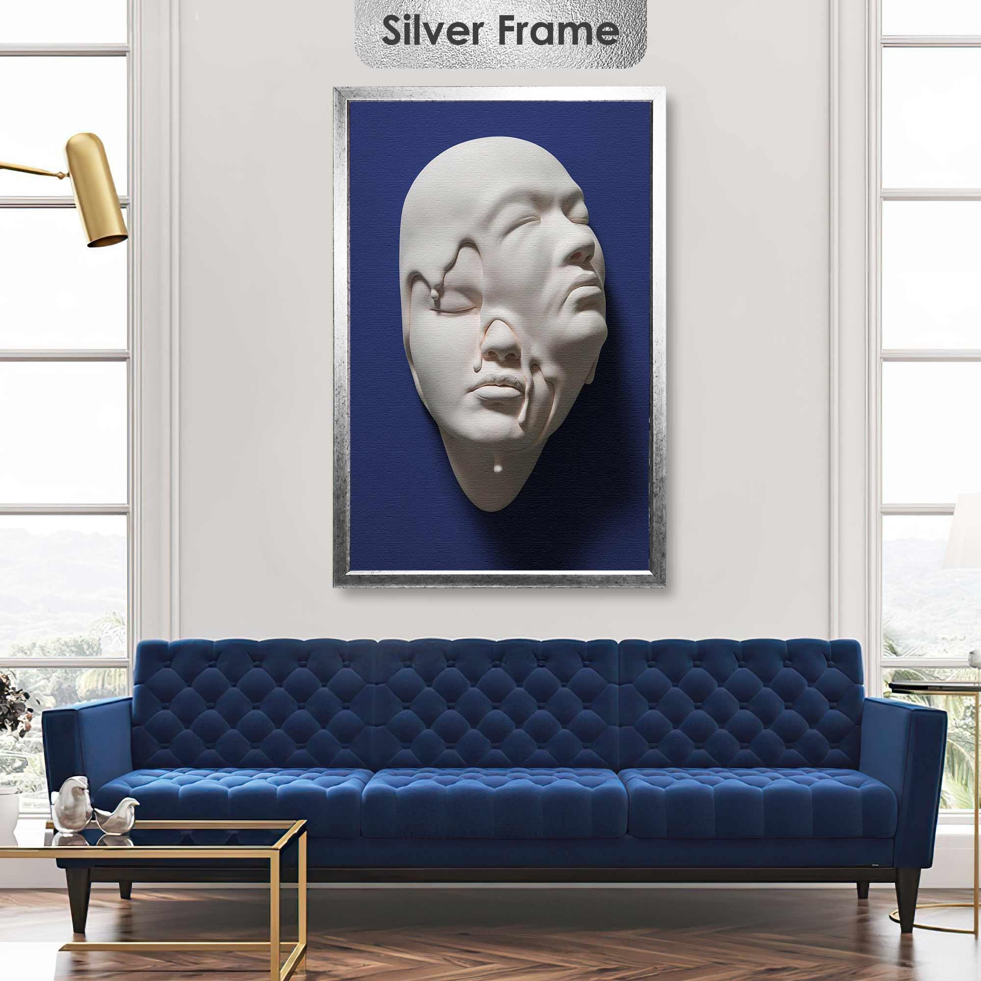 Two Faces Wall Art, Sculpture Head Canvas Art, Modern Wall Art Decor