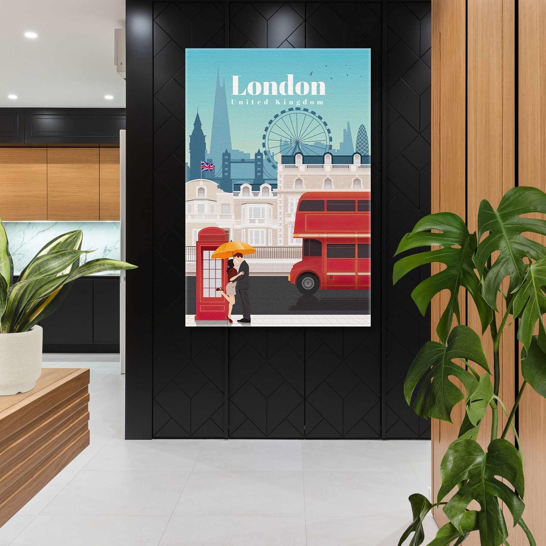 London Wall Art, Red Bus Canvas Art, City Wall Art, Modern Room Wall
