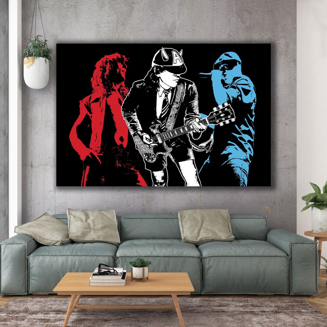 Ac Dc Wall Art, Rock Band Canvas Art, Rock N Roll Canvas Art, Music
