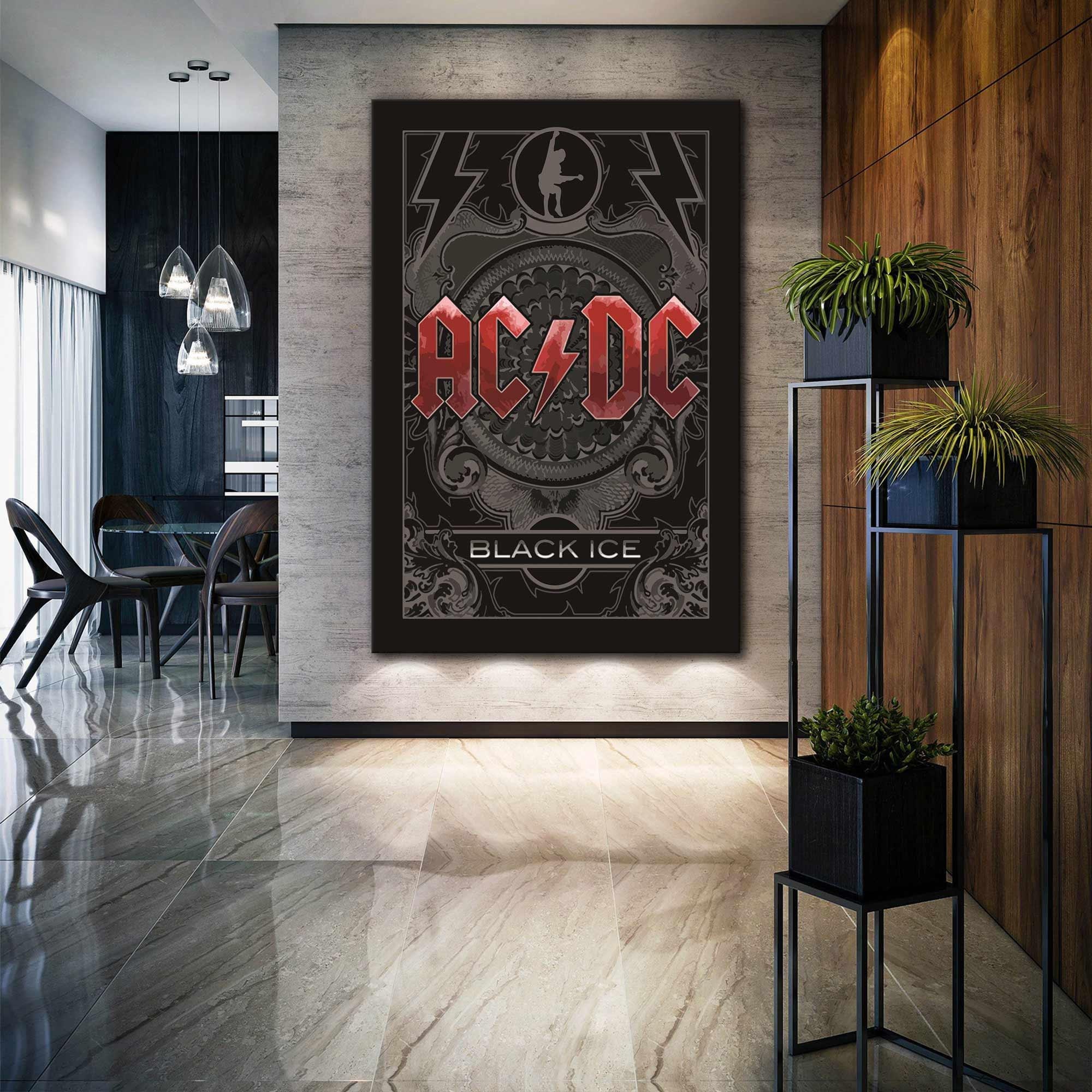 Ac Dc Wall Art, Music Canvas Art, Rock Music Wall Decor, Roll up Canvas