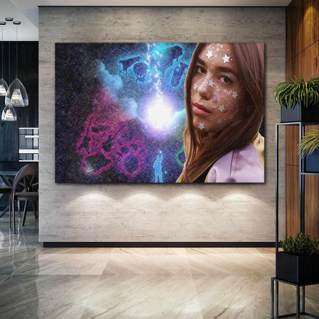 Art Mural Dua Lipa, Toile D'art Pop Star, Décoration Murale De Musicien, Toile Enroulée, Oeuvre