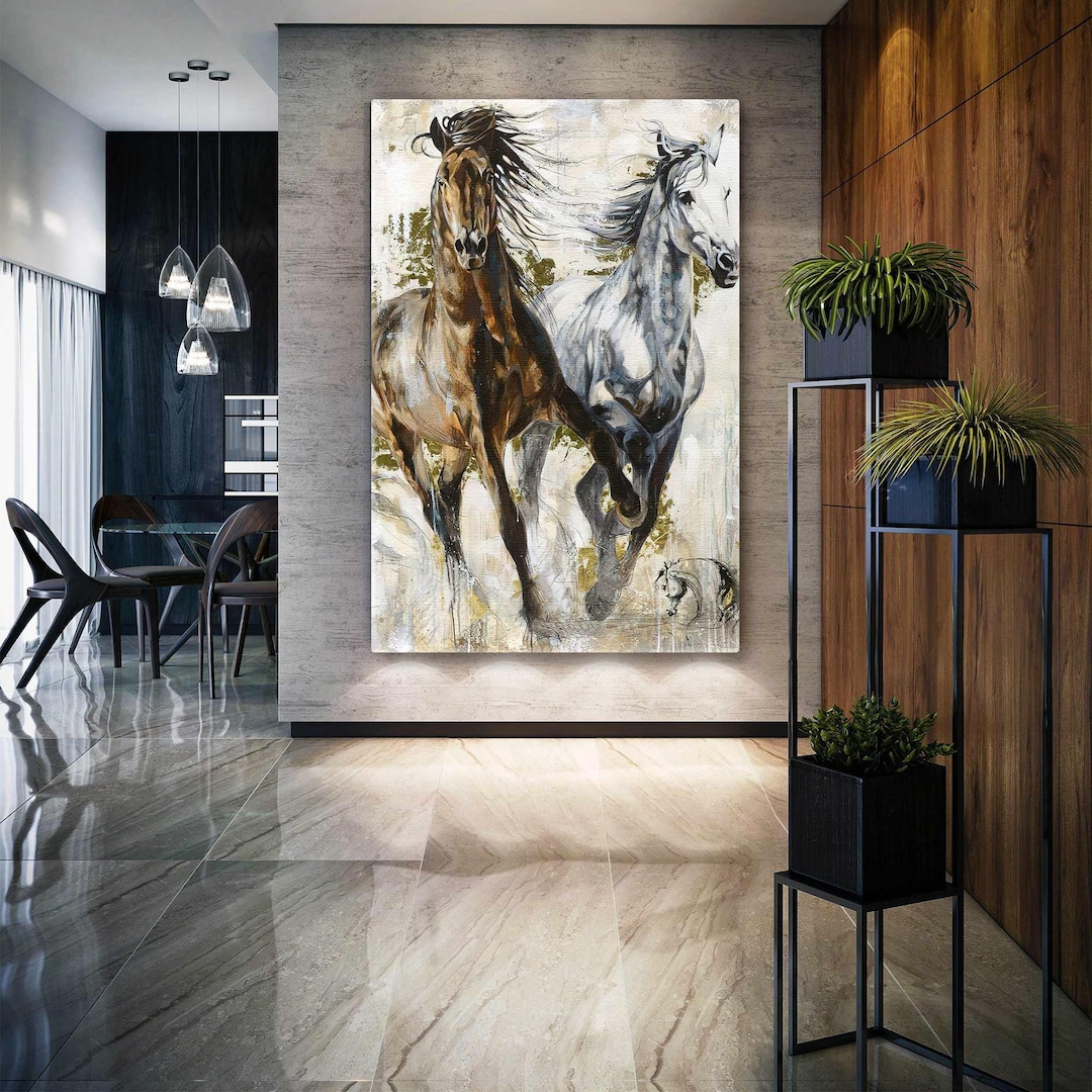 Running Horses Wall Art Luxury Wall Decor Animal Canvas Art Etsy