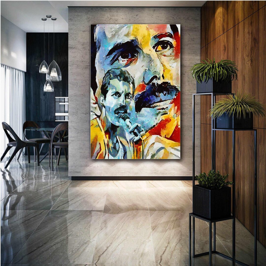 Poster Mural Freddie Mercury Style Abstrait Musical - Impression Sur Toile, Moderne, Multicolore