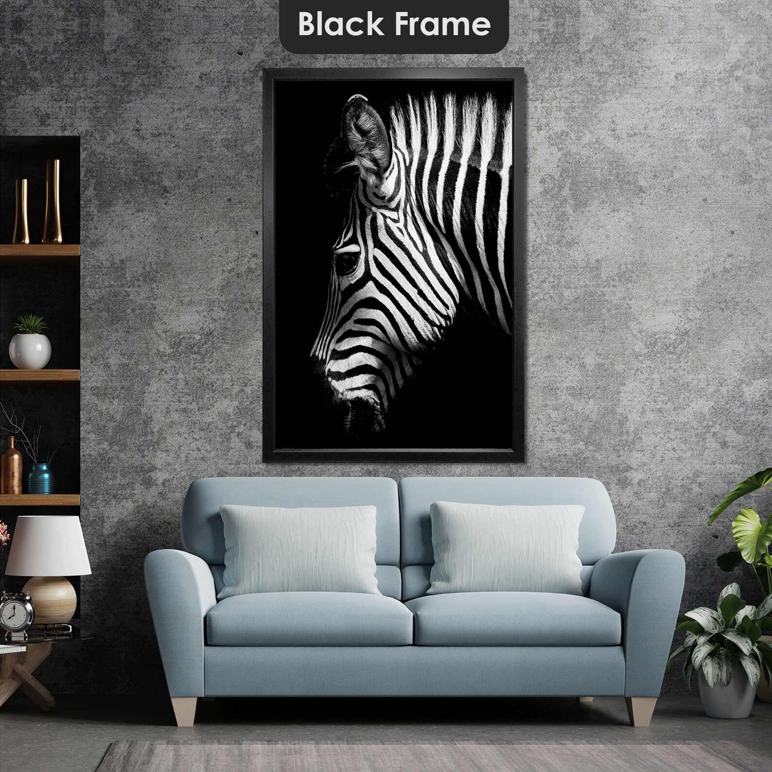 Zebra Head Wall Art, Animal Wall Decor, Luxury Wall Art, Roll up Canvas, Stretched Canvas Art