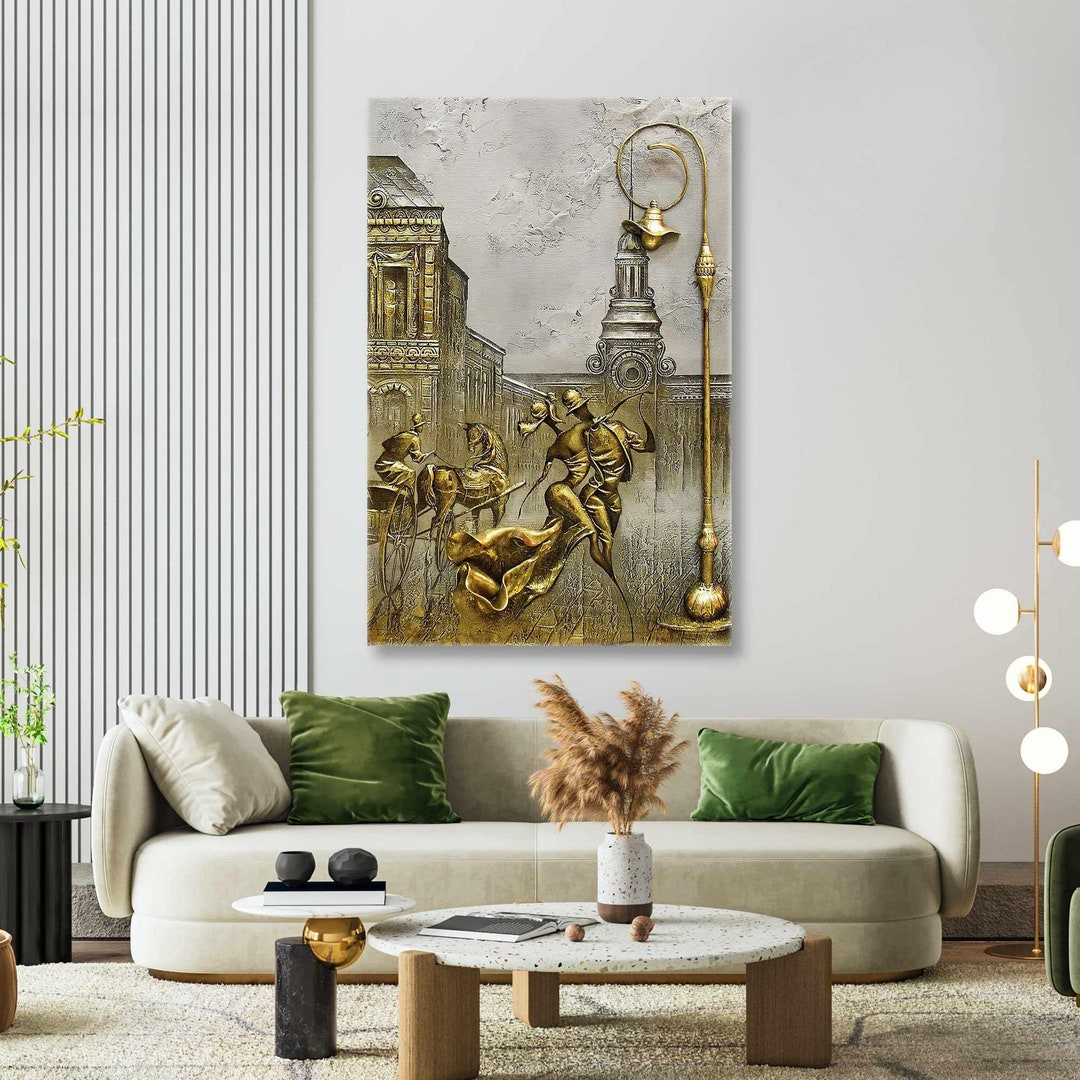 Dancing Couple Wall Art, Lover Canvas Art, Elegant Wall Decor, Roll up